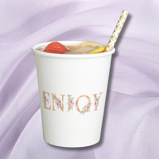 Blush Pink Roses Waterverf Floral Baby shower Papieren Bekers