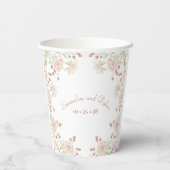 Blush Pink Roses Wedding Papieren Bekers (Achterkant)