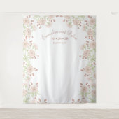 Blush Pink Roses Wedding Photo Backdrop Wandkleed (Voorkant)