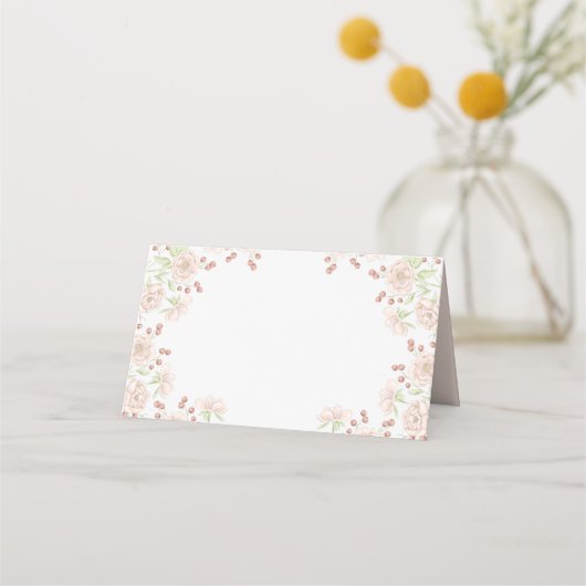Blush Pink Roses Wedding Place Card Plaatskaartje (Voorkant)
