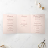 Blush Pink Roses Wedding Programs Modern Drieluik Programma (Binnen)