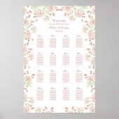 Blush Pink Roses Wedding Seating Chart Poster (Voorkant)