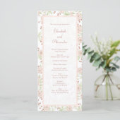 Blush Pink Roses Wedding Vintage Programs Menu (Staand voorkant)