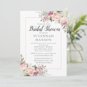 Blush Pink Roses White Hydrangeas Vrijgezellenfees Kaart (Staand voorkant)