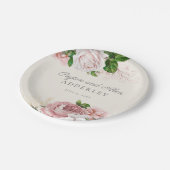 Blush Pink  Rozen Floral Wedding Papieren Bordje (Gekanteld)