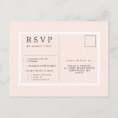 Blush Pink RSVP-Briefkaart met maaltijdopties Uitnodiging Briefkaart (Achterkant)