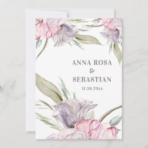 *~* Blush Pink RSVP Floral Bouquet AR15 Wedding Kaart
