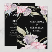 *~* Blush Pink RSVP Floral Roos AR15 Wedding Kaart (Voorkant / Achterkant)
