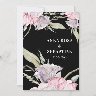 *~* Blush Pink RSVP Floral Roos AR15 Wedding Kaart