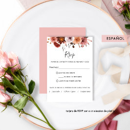 Blush Pink, RSVP in het Spaans, Bourgondische Blus Kaartje