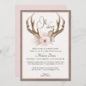 Blush Pink Rustic Baby shower Invitation – Boho NL Kaart (Voorkant / Achterkant)