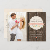 BLUSH PINK RUSTIC FLORAL BOHO SLA DE DATUM OP AANKONDIGINGSKAART (Voorkant / Achterkant)