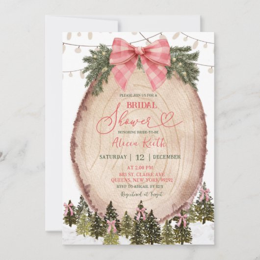 Blush Pink Rustic Winter Forest Bridal Shower  Kaart (Voorkant)