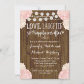 Blush Pink Rustic Wood Engagement Party Uitnodigin Kaart (Voorkant)