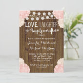 Blush Pink Rustic Wood Engagement Party Uitnodigin Kaart (Staand voorkant)