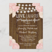 Blush Pink Rustic Wood Engagement Party Uitnodigin Kaart (Voorkant / Achterkant)