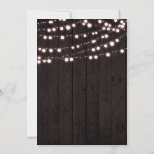 Blush Pink Rustic Wood & Lights Engagement Party Kaart (Achterkant)