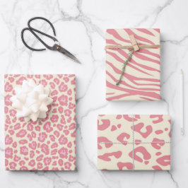 Blush Pink Safari Animal Leopard Print Inpakpapier Vel