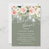 Blush Pink Sage Floral Lights Vrijgezellenfeest Kaart (Voorkant)