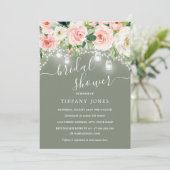 Blush Pink Sage Floral Lights Vrijgezellenfeest Kaart (Staand voorkant)