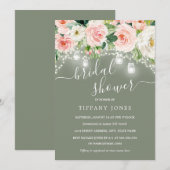 Blush Pink Sage Floral Lights Vrijgezellenfeest Kaart (Voorkant / Achterkant)