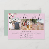 Blush Pink Sage Floral Weddenschap Bewaar de data (Voorkant / Achterkant)