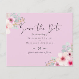 Blush Pink Sage Floral Weddenschap Bewaar de data