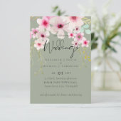 Blush Pink Sage Floral Weddenschap budget (Staand voorkant)