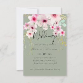 Blush Pink Sage Floral Weddenschap budget