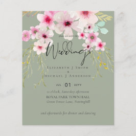 Blush Pink Sage Floral Weddenschap budget