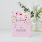 Blush Pink Sage Floral Weddenschap budget Briefkaart (Staand voorkant)