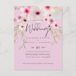 Blush Pink Sage Floral Weddenschap budget Briefkaart