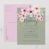 Blush Pink Sage Floral Weddenschap budget Briefkaart (Voorkant / Achterkant)