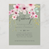 Blush Pink Sage Floral Weddenschap budget Briefkaart (Voorkant)
