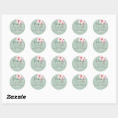 Blush Pink Sage Floral Weddenschap budget Ronde Sticker (Vel)