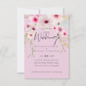 Blush Pink Sage Floral Weddenschap budget RSVP Kaartje (Voorkant)
