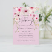 Blush Pink Sage Floral Weddenschap budget RSVP Kaartje (Staand voorkant)