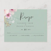 Blush Pink Sage Floral Wedding RSVP budget Briefkaart (Voorkant)