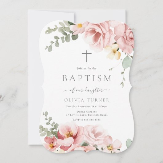 Blush Pink & Sage Green Bloemendoop Kaart (Voorkant)