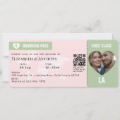 Blush Pink & Sage Green Boarding Pass Wedding Kaart (Voorkant)