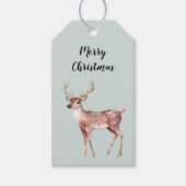 Blush Pink Sage Green Christmas Deer Cadeaulabel (Voorkant)