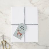 Blush Pink Sage Green Christmas Deer Cadeaulabel (Met Touw)