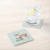 Blush Pink Sage Green Christmas Deer Kartonnen Onderzetters (Insitu)