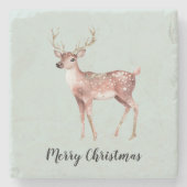 Blush Pink Sage Green Christmas Deer Stenen Onderzetter (Voorkant)