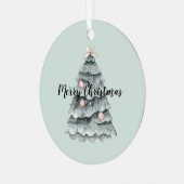 Blush Pink Sage Green Deer Kerstboom Metalen Ornament (Voorkant links)