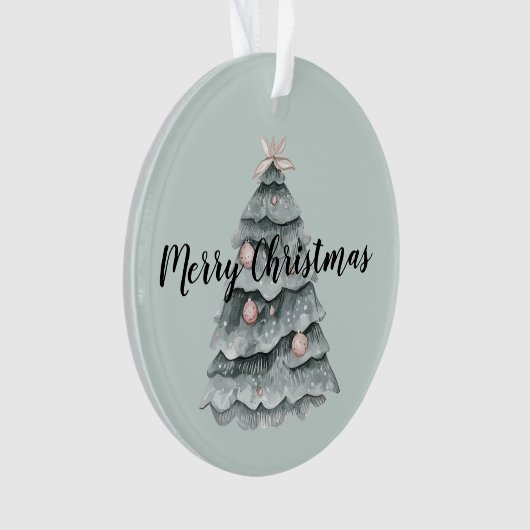 Blush Pink Sage Green Deer Kerstboom Ornament (voorkant)