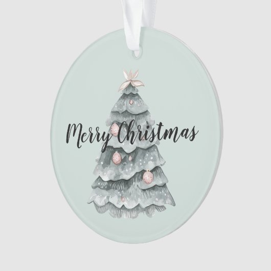 Blush Pink Sage Green Deer Kerstboom Ornament (voorkant)