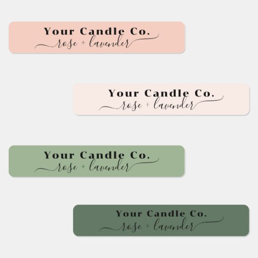 Blush Pink Sage Green Skinny Minimal Candle Label (Groep)