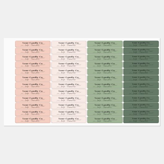 Blush Pink Sage Green Skinny Minimal Candle Label (Vel)