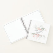 Blush Pink Sage Green Waterverf Rozen Gastboek Notitieboek (Binnen)